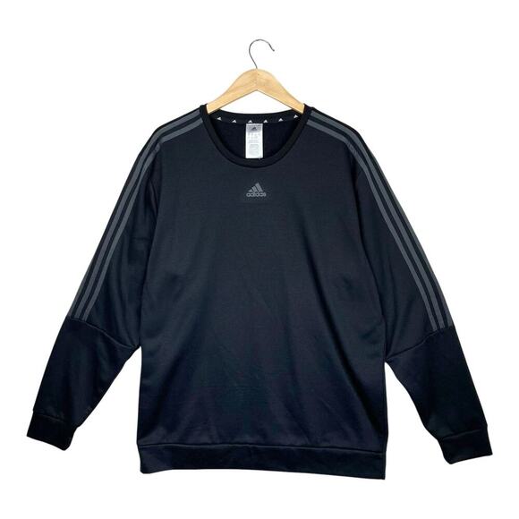 adidas Men's Long Sleeve 3 Stripe Fleece Crew Sweatshirt Pullover size XL - Picture 1 of 5